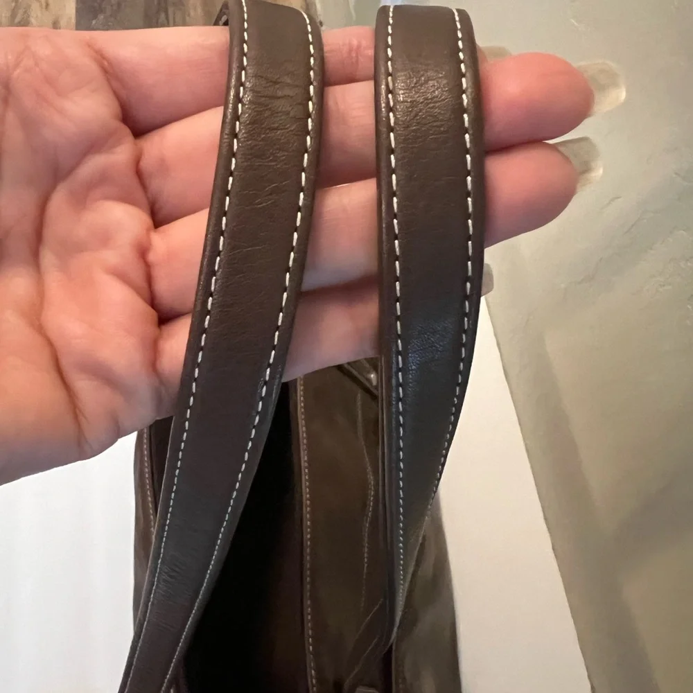 Levenger Dark Brown Leather Duffel Bag